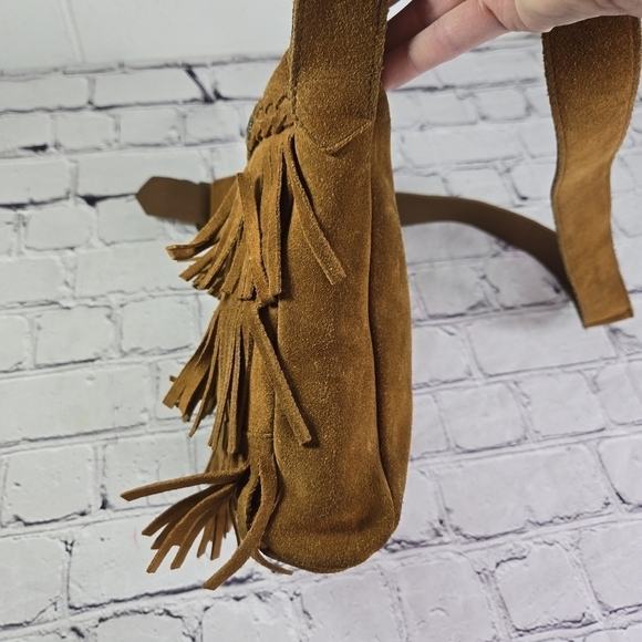 Vtg Minnetonka brown suede fringed hippie boho festival purse - Picture 9 of 10